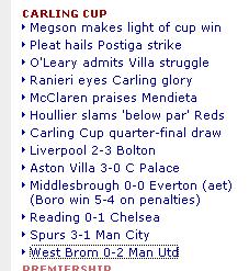 BBC show bias in Football scores